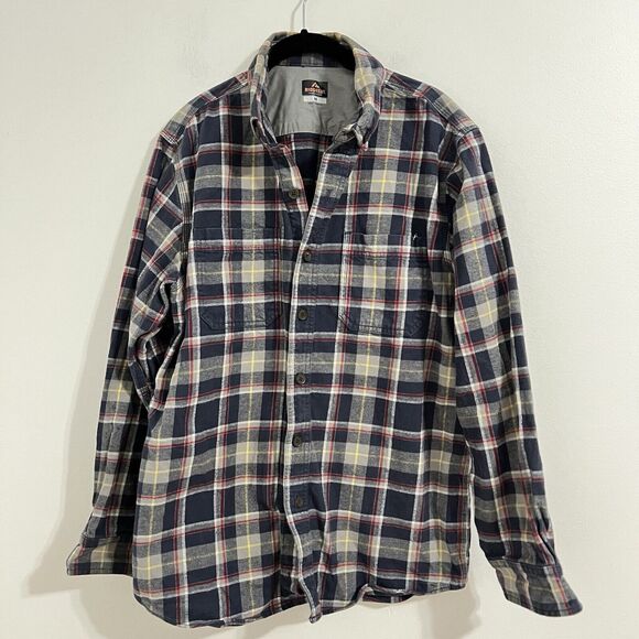 Ridgecut Toughwear Mens Size M Heavy Flannel Shirt Button Blue Plaid Workwear - Picture 1 of 6